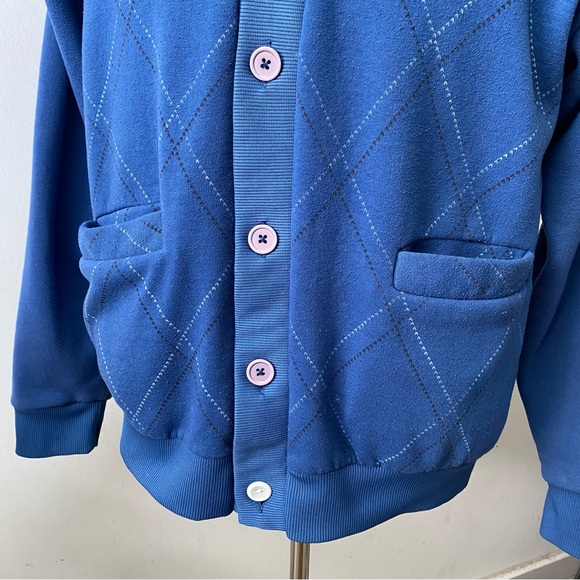 Vintage 90s Haband Argyle Cardigan Sweater with Pockets - Picture 3 of 12